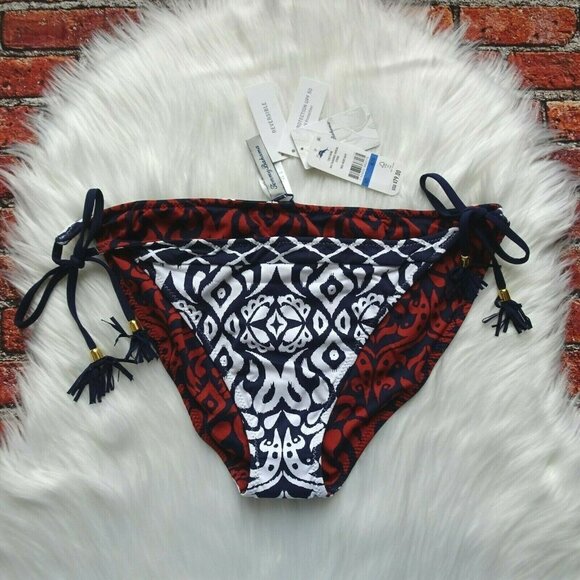 NWT Tommy Bahama Reversible Hipster Bikini Bottom Tie Side Ikat Diamond XL - Picture 2 of 12